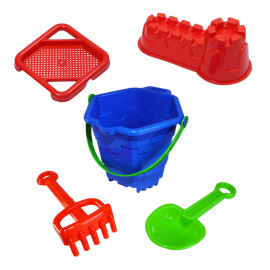 BALDE HEXAGONAL + 4 ACCESORIOS C/RASTRILLO CHICO